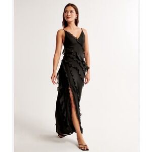Abercrombie Black Ruffle Maxi Dress